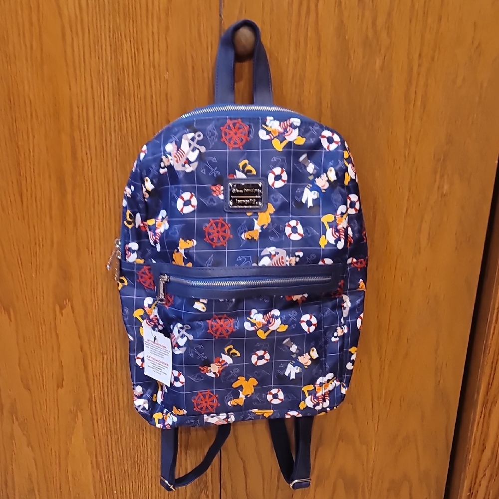 Disney Cruise Line Loungefly Navy Backpack with Nautical Character Print